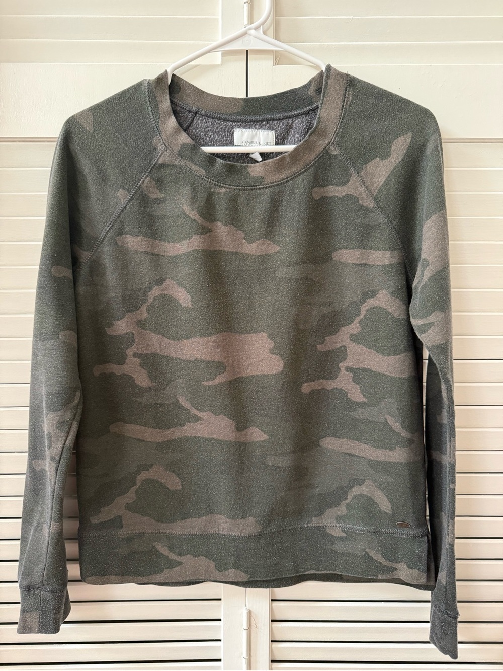 O'Neill Women's Camo Crewneck Sweater - Olive Green & Taupe